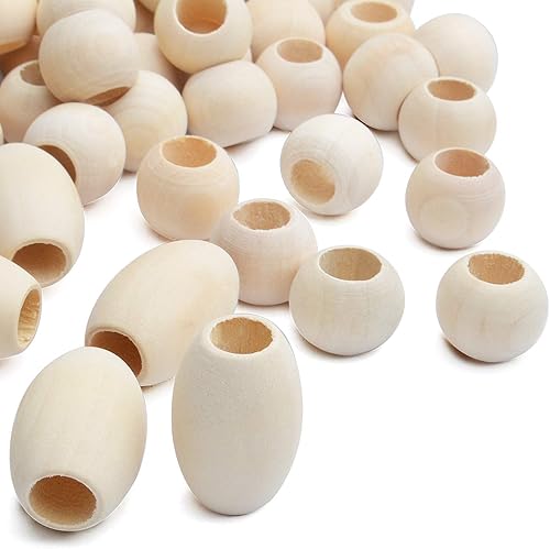 Miniatura 4 de Cuentas espaciadoras de madera natural, 100 cuentas de tubo sin terminar de agujero grande para decoraciones hechas a mano, pulseras, colgantes y