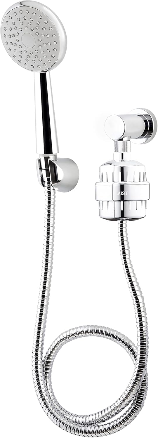 Mist Filtro de ducha para agua dura que mejora la piel, el cabello y las uñas. El filtro de cabezal de ducha de alto rendimiento suaviza el agua y elimina el cloro y los metales pesados, negro mate
