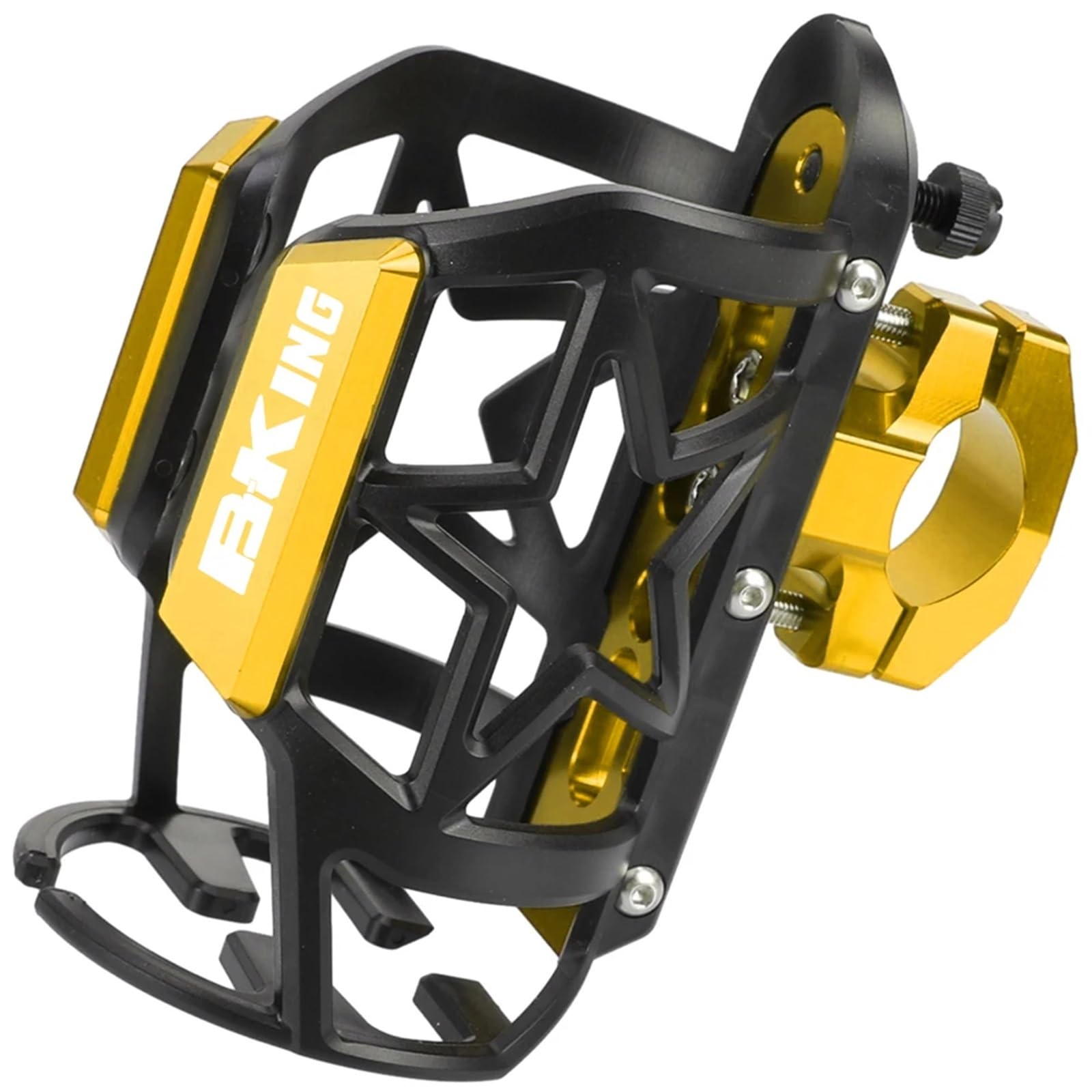 LKLNCXC Bottle Cages Motorcycle Beverage Water Bottle Cage Drink Cup Holder 1 Piece(Gold B-king)