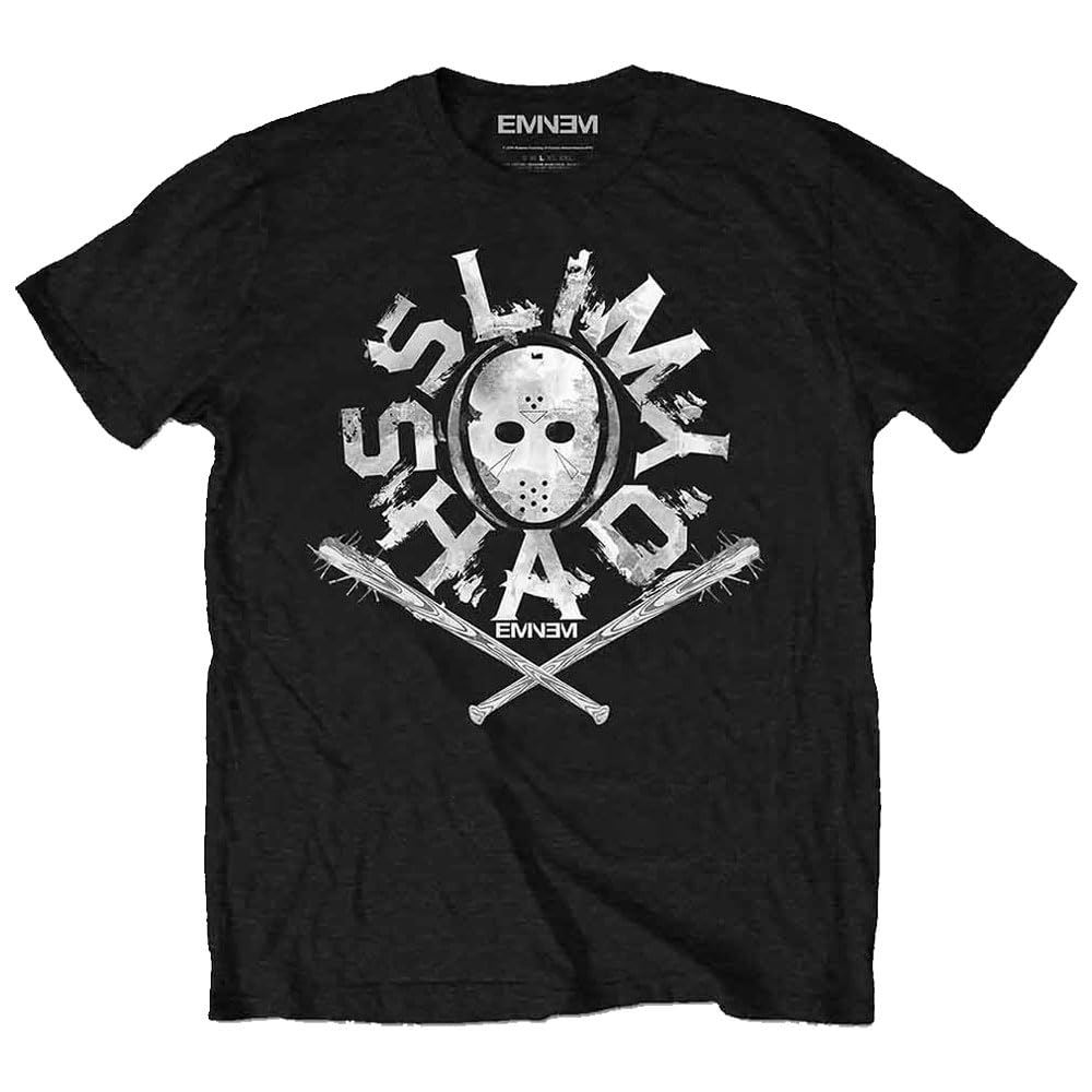 Rock Off Officially Licensed Products Men's Black Eminem Shady Mask T Shirt M