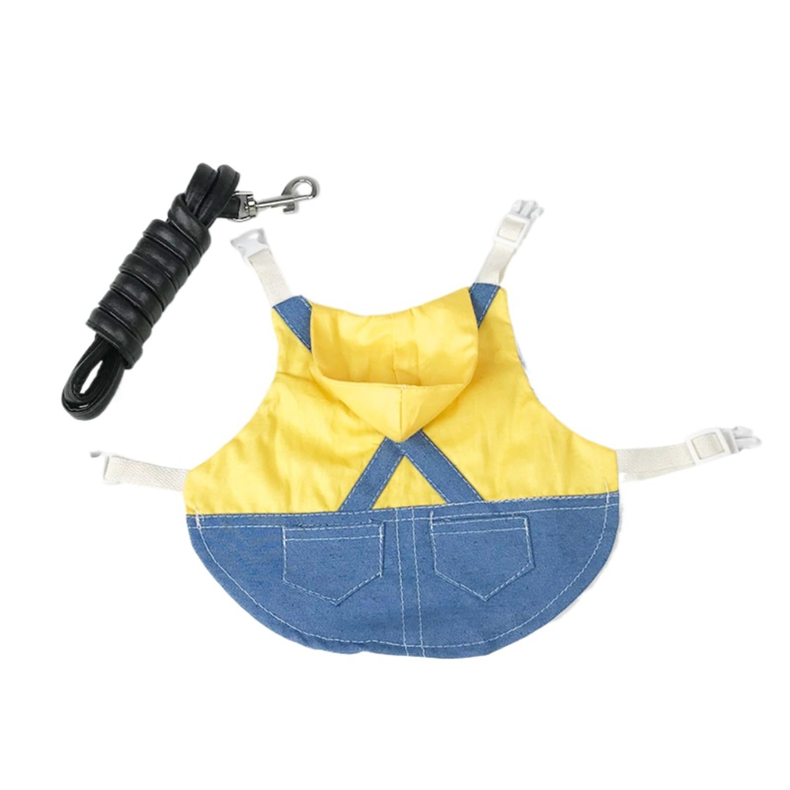 Comfortable Pet Rabbit Leash And Clothing Accessories Ensemble With Young Rabbit Denim Clothing Designed To Ensure And Freedom Of Movement For Your Furry Friend (hat-yellow,M)