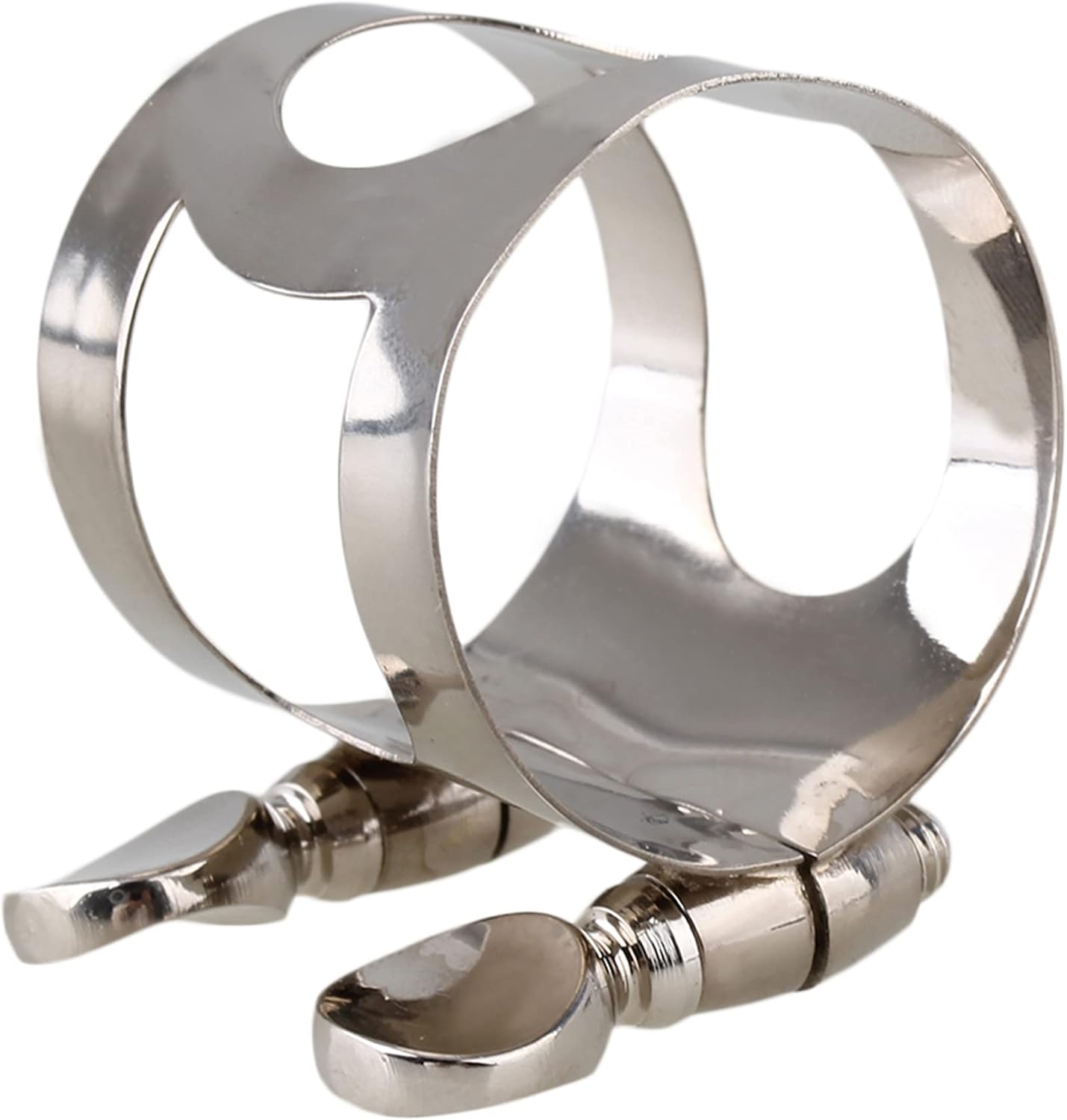 Bstinay 5 Pieces Nickel-Plated Clarinet Mouthpiece Clip with Double Adjustable Screws for B Flat Clarinets Silver