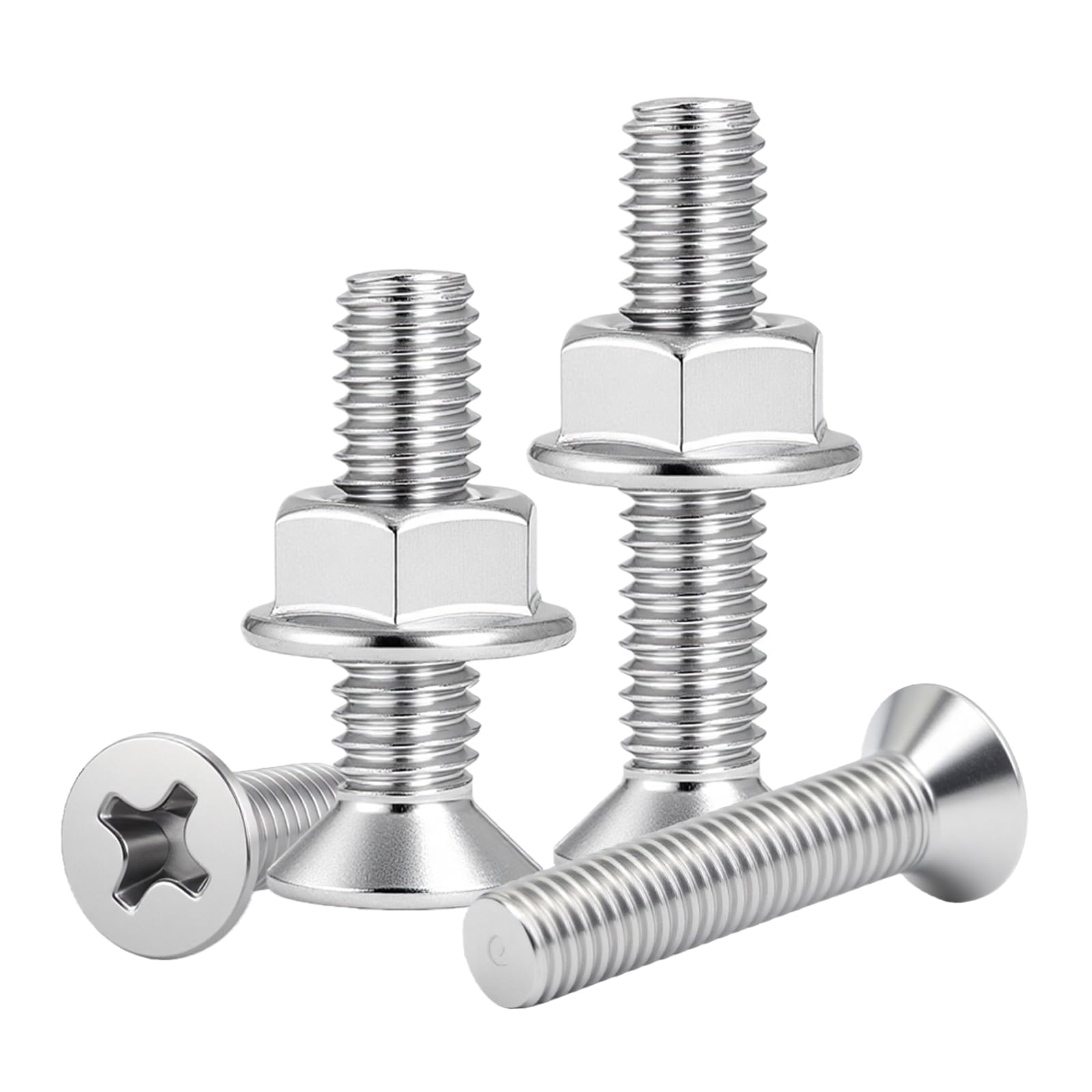 mawmuaw 25 Sets Countersunk Bolts M6x16 mm and M6 Nuts Flat Head Screws and Hex Nut Machine Screws Stainless Steel Flange Nuts and Bolts Phillips for Furniture Machinery and Electrical Appliances