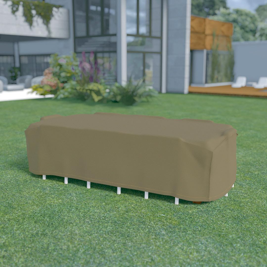 Nortene | Funda Protectora Mesa Rectangular Exterior | Impermeable | Anti-UV | 325x205x90 cm