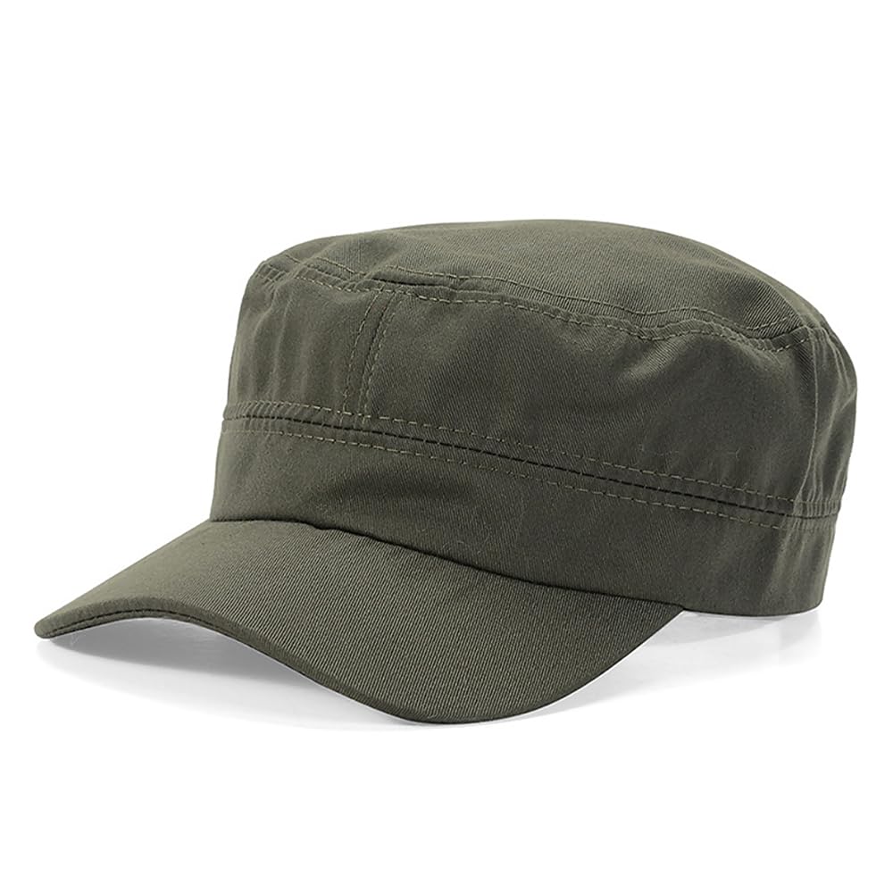 Cadet Army Cap Military Style Adjustable Flat Top Cap Unisex Basic Baseball Hat for Men Women
