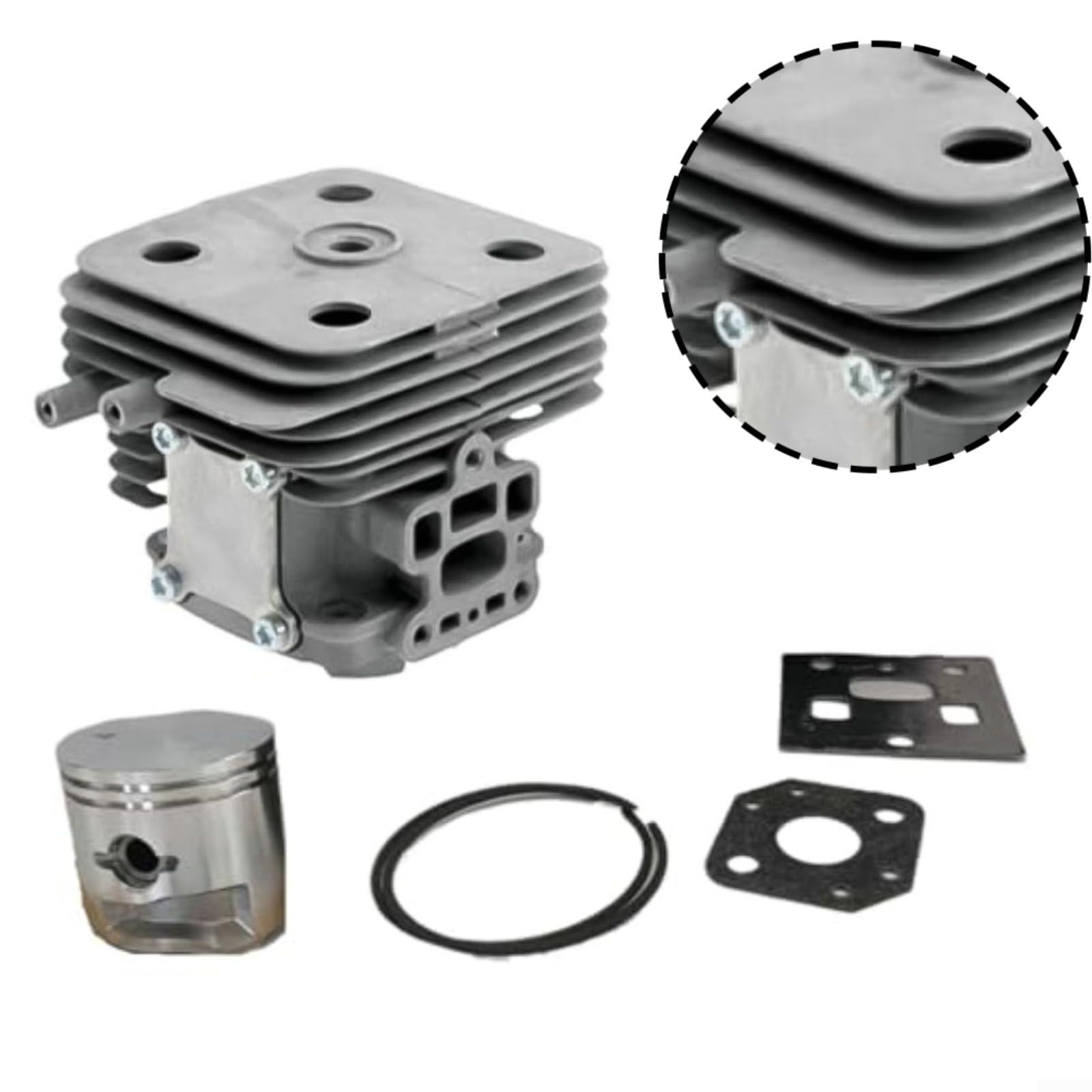 Zestaw cylindrów do kosiarki do kosiarki kompatybilny z 253R 253RB 253RJ 553RS 553RBX, zestaw tłoka o wysokiej wytrzymałości z pierścieniami i klipsami dla optymalnej wydajności cięcia, 7-częściowy