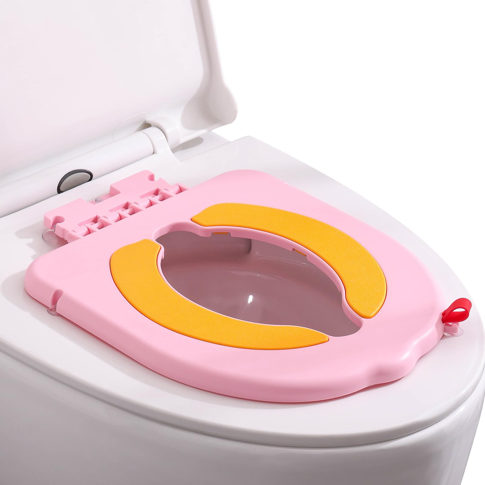 Portable Potty Training Seatï Upgraded Non-Slip-Anti pinch buttocks, No need to disassemble and install every time, saving a lot of time for Toddlers & Kids, Suitable for multi shaped toilets (Pink)