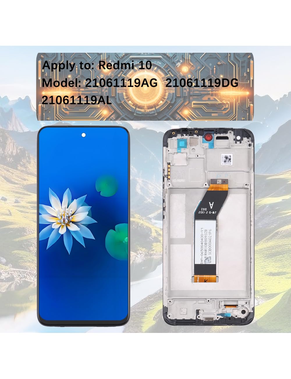 H&LYCYJ Écran LCD de rechange avec cadre pour Xiaomi Redmi 10 21061119AG 21061119DG 21061119AL