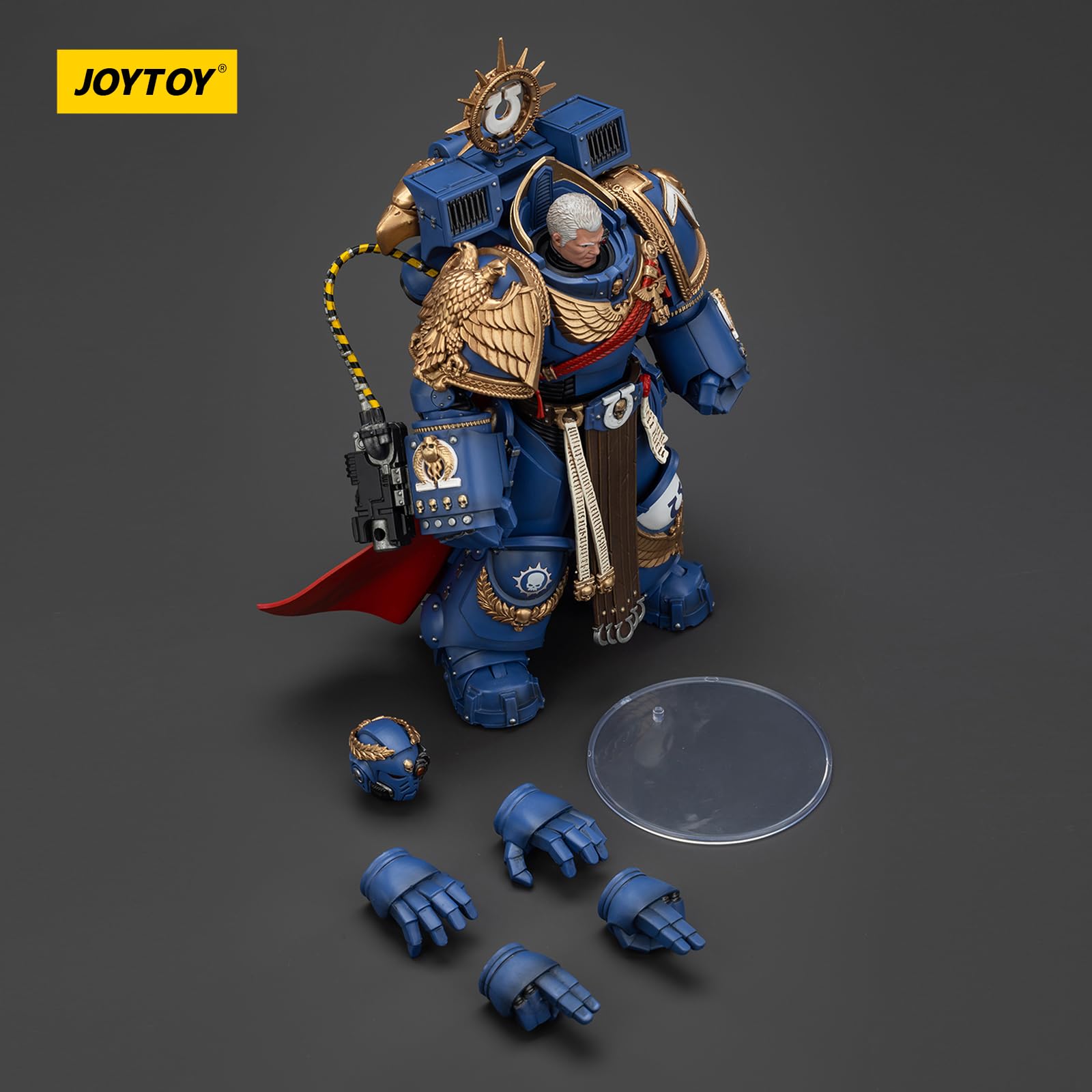 JOYTOY Warhammer 40k Space Marine 2, Ultramarines Marneus Calgar, Chapter Master MKX Gravis Armour y Guanteletes de Ultramar 1/18 Figura de Acción Colecciona y Muestra