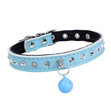 Meri SHOPP Custom Personalized Dog Pet Collar Night Reflective Dog Collar Light Blue XS
