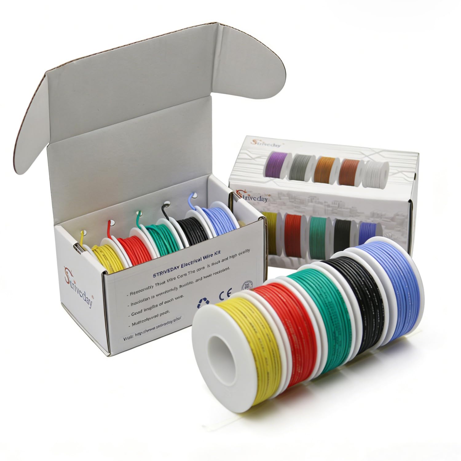 Alambre eléctrico flexible de PVC de calibre 22, cable eléctrico de cobre estañado de calibre 22, cables de 300 V, cable trenzado electrónico, caja de bricolaje