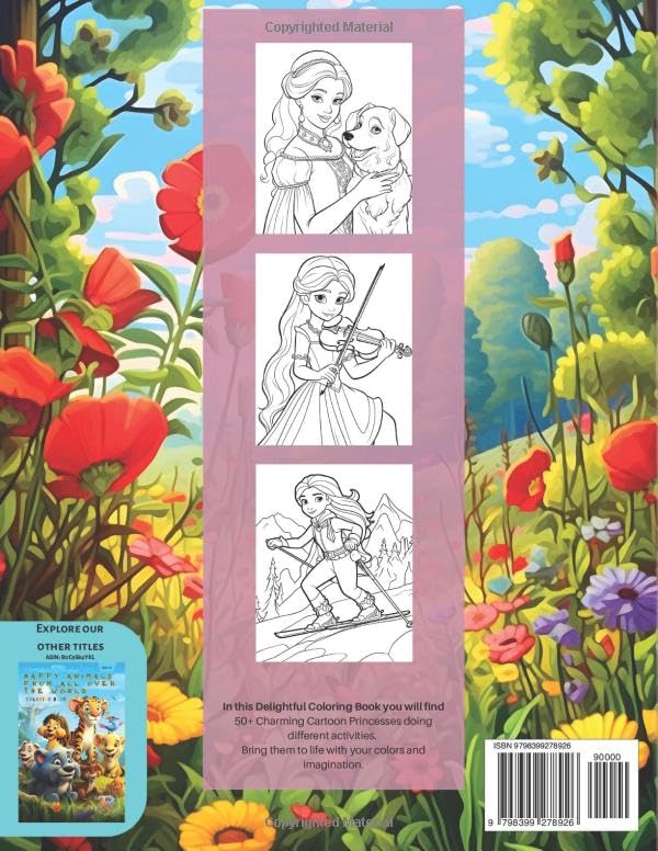 Miniatura 2 de Princess A Cartoon Style Coloring Book 50+ Charming Cartoon Princesses doing different activities. Bring them to life with your colors and