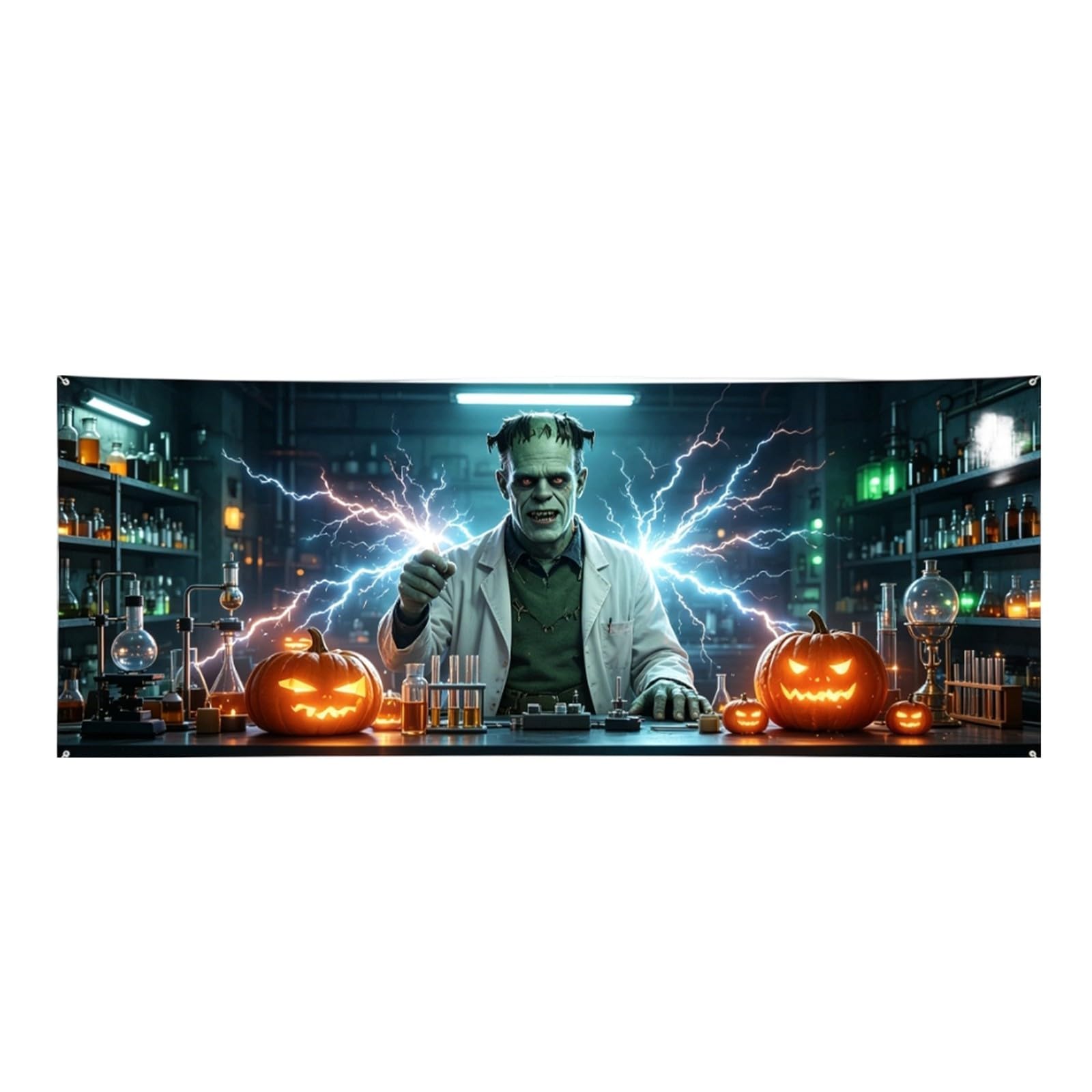 Letrero de patio con temática de Halloween para puerta de garaje para entrada frontal festiva, pancarta colgante para temporada, fácil de instalar, exhibición al aire libre