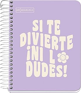 Miquelrius - Cuaderno A6, Notebook mensajes, 1 banda de color, 100 Hojas de 90 g/m², Cuadrícula de 5 mm, Sin taladros, Cub...