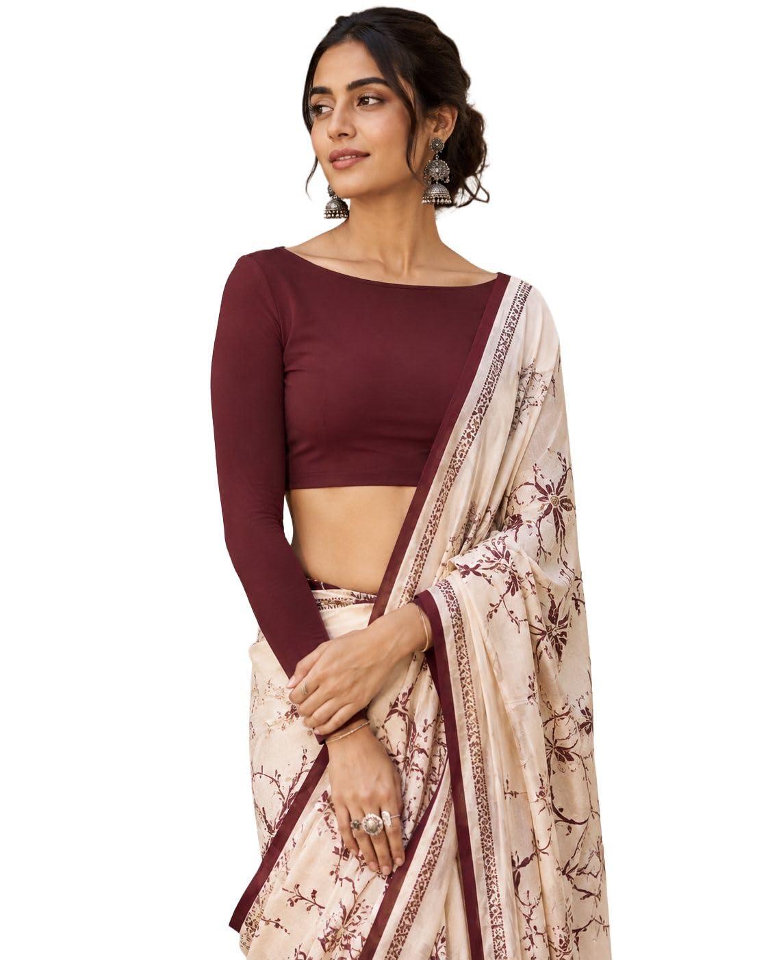 Women's Black Boat Neck Full Sleeve Cotton Crop Top's|Choli Blouses for Women's|Readymade Blous and Croptop for Saree-picture-25