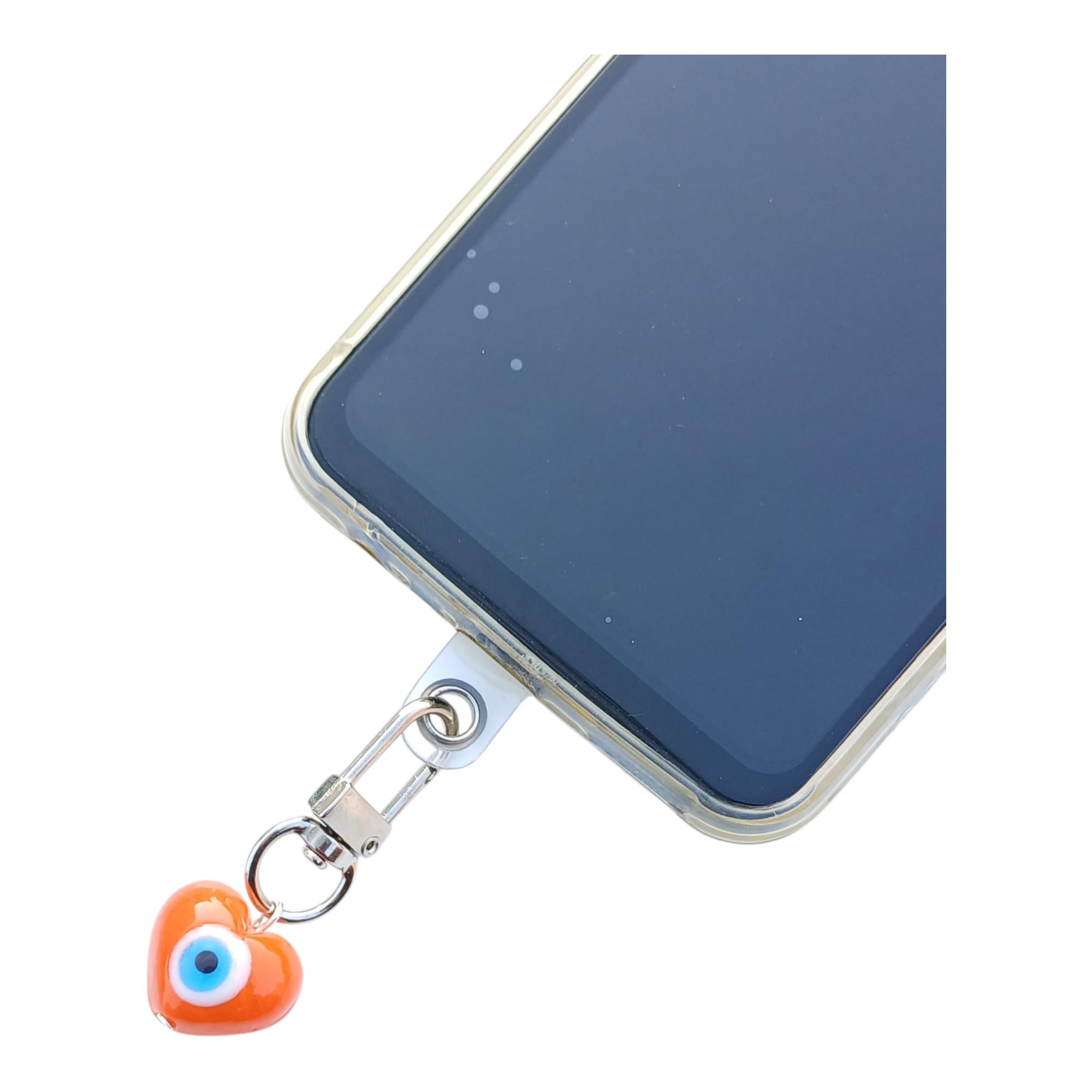 Evil Eye Heart Charm Phone Accessory Orange and Blue Metal Clip O-picture-24