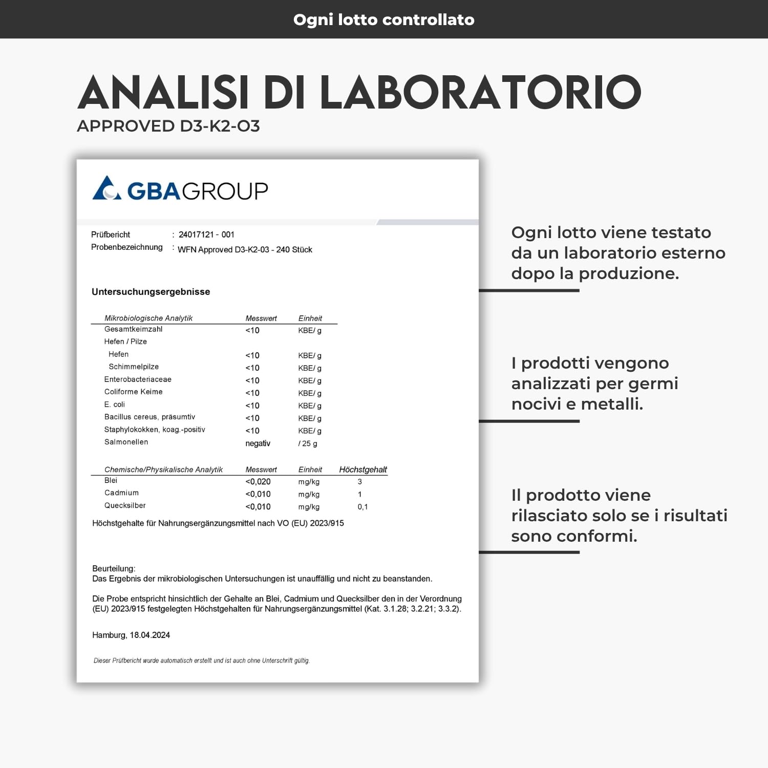WFN Approved D3-K2-O3 - Vitamina D3 + K2 + Omega 3-240 capsule - Prodotto e testato in Germania