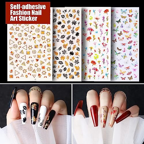 Image of Nail Art Kit with Nail Glitter & Nail Sticker, Teenitor Nail Art Brushes for Beginners Nail Dotting Tool with Nail Gems Nail Art Striping Tape