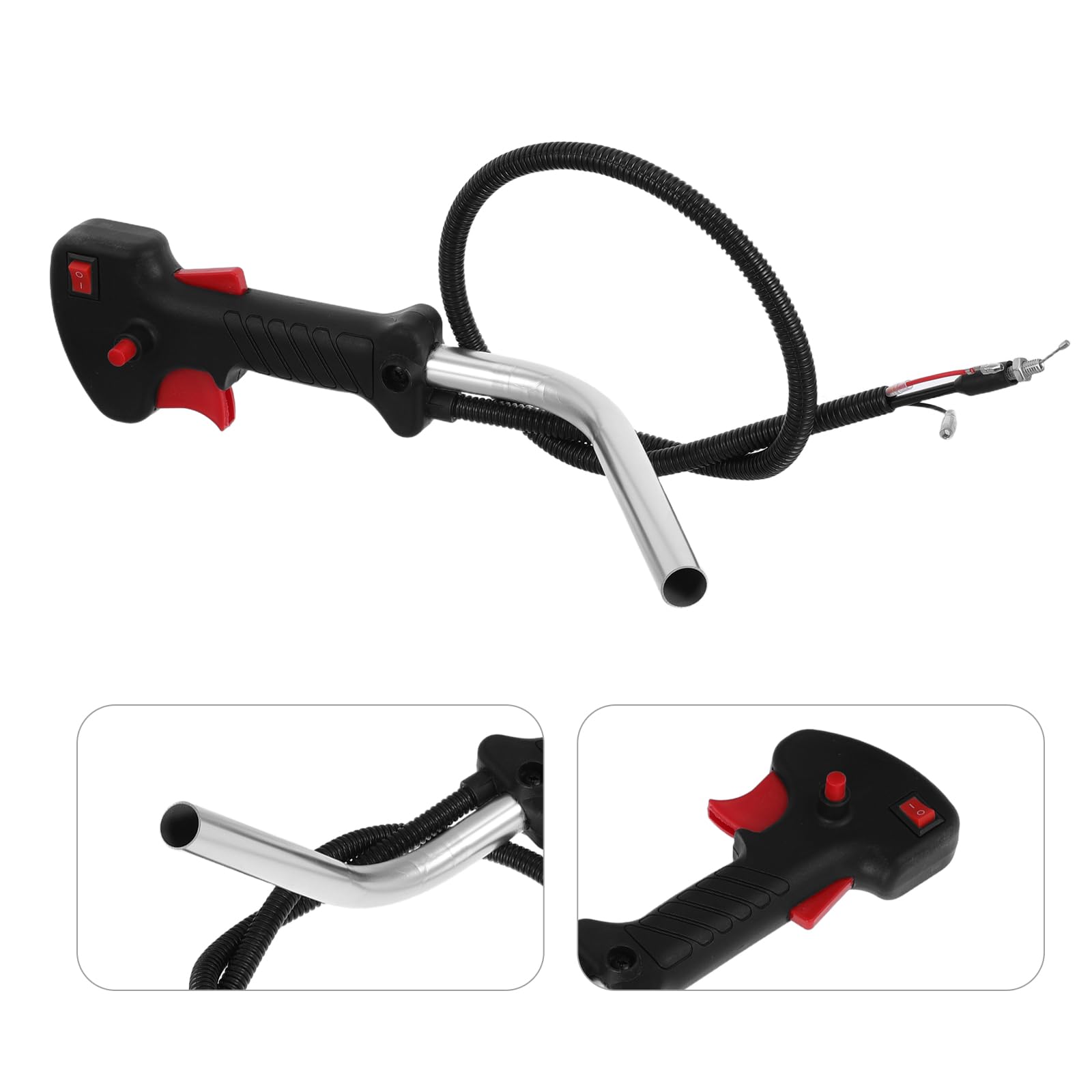 Cable y Palanca del Acelerador para Cortacésped, Mango de Aleación de Aluminio y Plástico, Válvula de Cierre de Combustible, Interruptor de Arranque Compatible, Repuesto