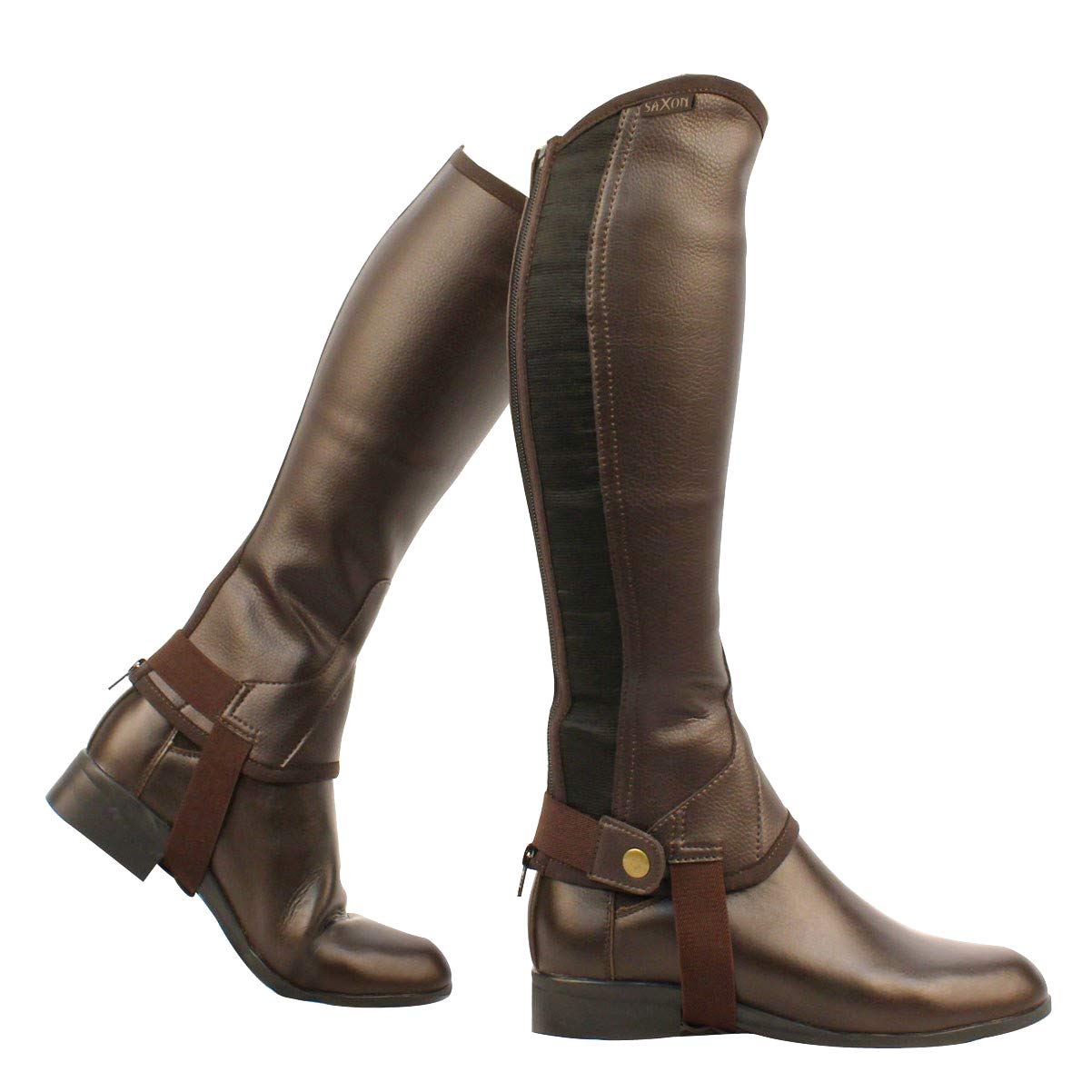 Saxon Unisex Equileather Halb Chaps (M) (Schwarz)