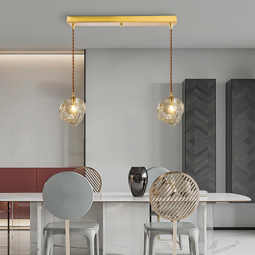 Iluminación colgante de racimo de vidrio, lámpara de techo moderna de latón, lámpara de mesa de comedor, lámpara colgante nórdica para dormitorio, restaurante, cafetería, bar, luces de isla de cocina