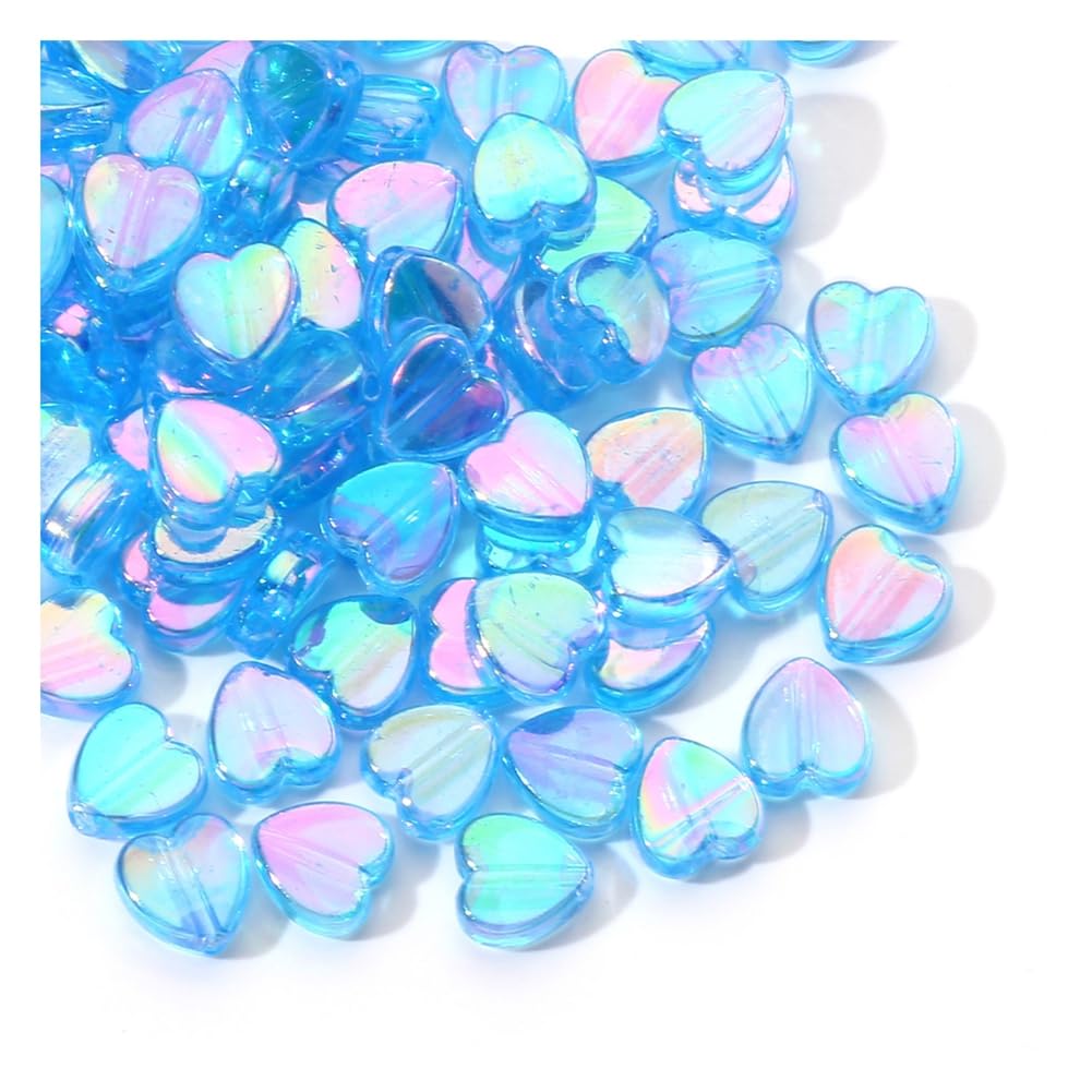Wisafory 100 stuks hartvormige glazen kralen, acrylkralen, hartvormige afstandhouders, losse kralen, ponykralen, glaskristalkralen, spacer-kralen voor het maken van sieraden, handwerk, halskettingen