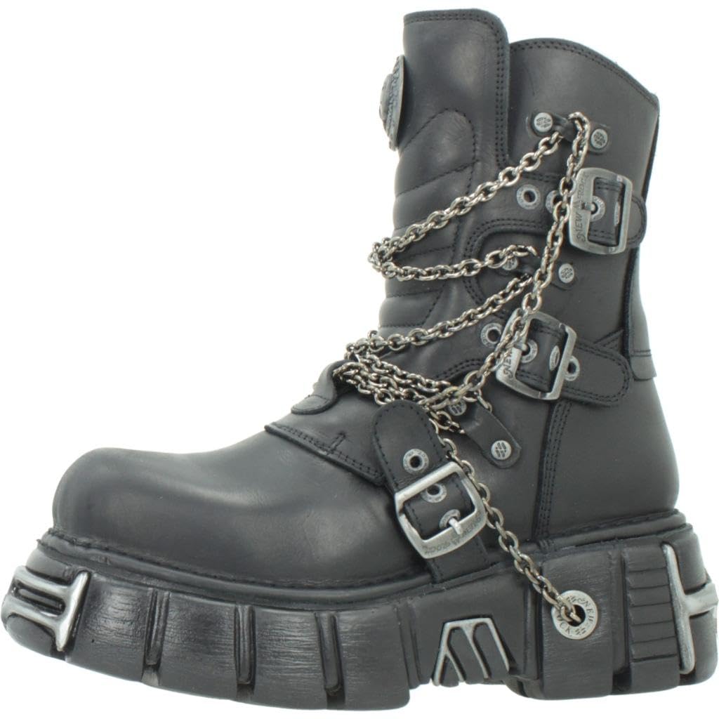 New Rock Metallic nero Pelle Stivali M.1011-S1