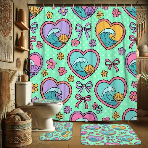 Rideau de douche anti-éclaboussure imperméable turquoise pour sol sec - 4