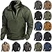 Fleece Sweatshirts for Men Quarter Zip Warm Tactical Sweater 1/4 Stand Collar Long Sleeve Pullover Top Fall Outfit (Grey 2,Large)