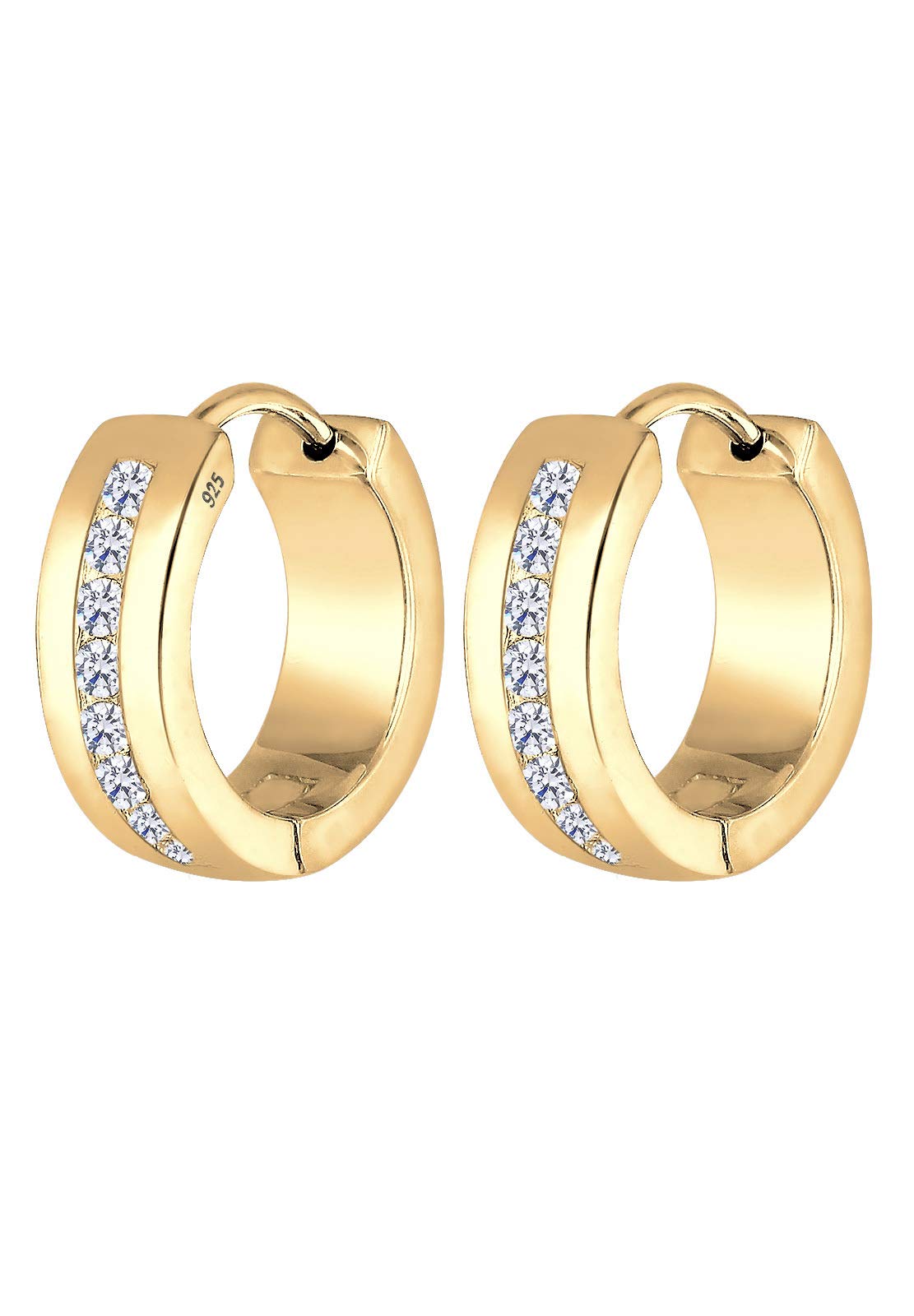 Elli Kolczyki damskie kreole z cyrkoniami Basic Glamour eleganckie srebro wysokiej próby 925