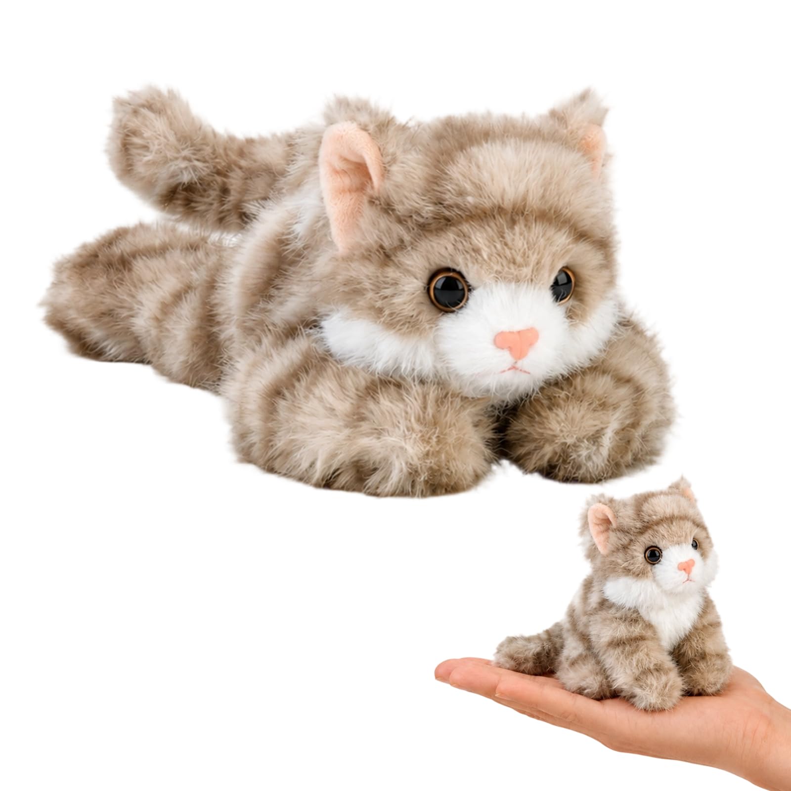 JcunYcb 1 PCS Palm-Sized Grey Cat Plush, Soft Cat Stuffed Animal for Stress Relief and Comfort, Miniature Tanuki Design for Home Office Travel Use