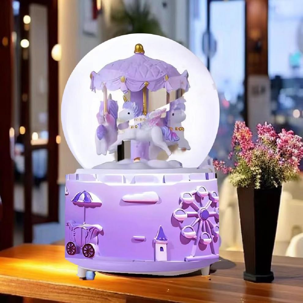 Jofanvin Engraved Gifts Mechanism Carousel Horse Music Box Antique Vintage Great Gifts for Birthday/Christmas Day