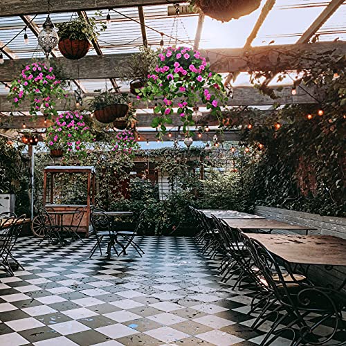 Inxugao Artificial Flower In Hanging Basket For Outdoor/Indoor, Fake Silk Flower With 12 Inch Coconut Lining Hanging Basket Artificial Roses Vine Flower For Courtyard Lawn Garden Decor (Pink) #TOP2