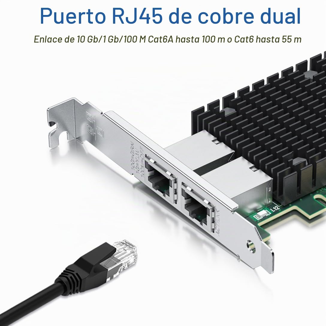 10G Nic,Dual RJ45 Ports,Tarjeta de Red Ethernet,10GbE CNA,Spec Igual a X540-T2,with Intel X540 Controller,Soporte Windows Server/Linux/VMware (Not Soporte Mac)