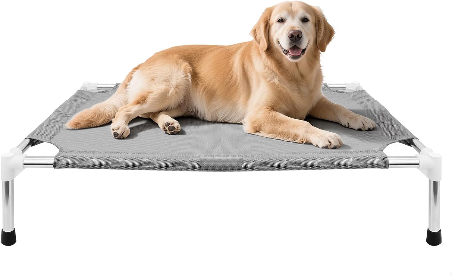 Makerfire Elevated Dog Bed, Indoor/Outdoor Raised Dog Cot for Small Dogs, Detachable Pet Bed with Non-Slip Feet, Polyester Cotton (26'' L x 19.5'' W x 6.4" H)