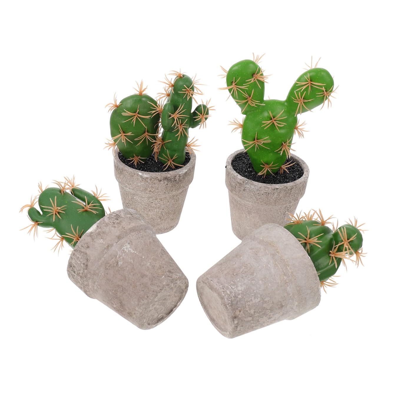 TOYANDONA Set 4 Piante Grasse Finte in Polpa e Plastica Decorazioni da Interno, Bonsai Artificiali Verdi per Ufficio e Camera da Letto, Aspetto Naturale e Facile Cura
