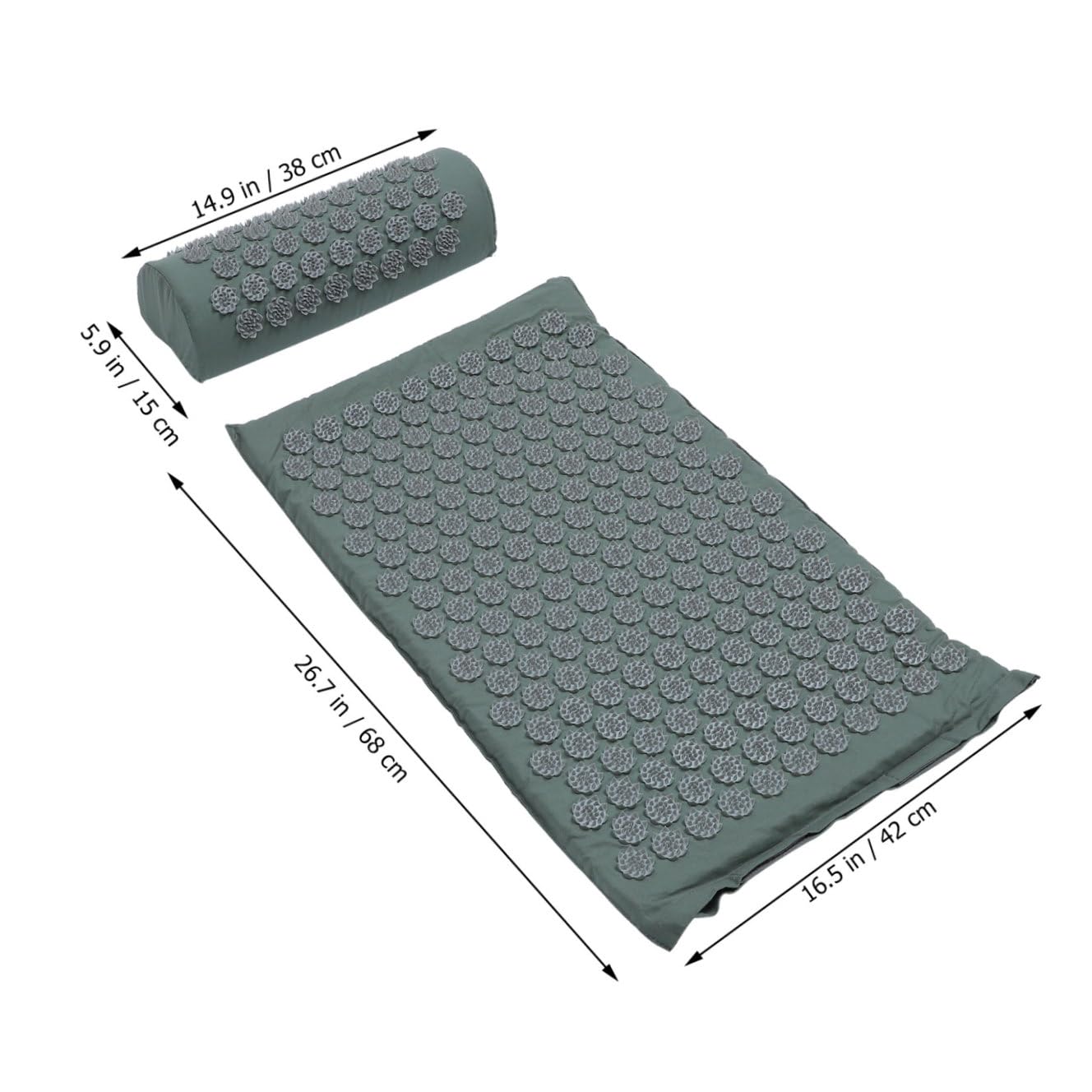 VICASKY Ensemble de Massage 2 Pièces Tapis d'Acupression Gris avec Coussin Pointes Acupression Tapis Antidérapant pour Relaxation et Bien-être Musculaire