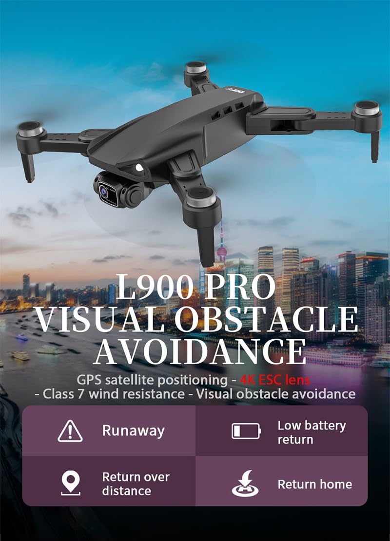 DRONE QUADRICOTTERO PROFESSIONALE GPS PIEGHEVOLE CON TELECAMERA 4K VALIGETTA (Drone 2 Batterie)