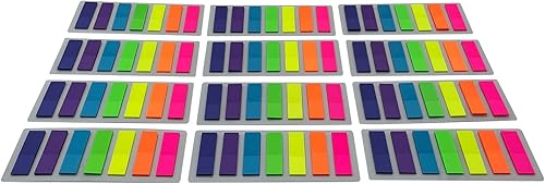 Nicepaper Lindos marcadores de página de notas adhesivas transparentes con diseño rectangular, 2100 pestañas de índice adhesivas fluorescentes,