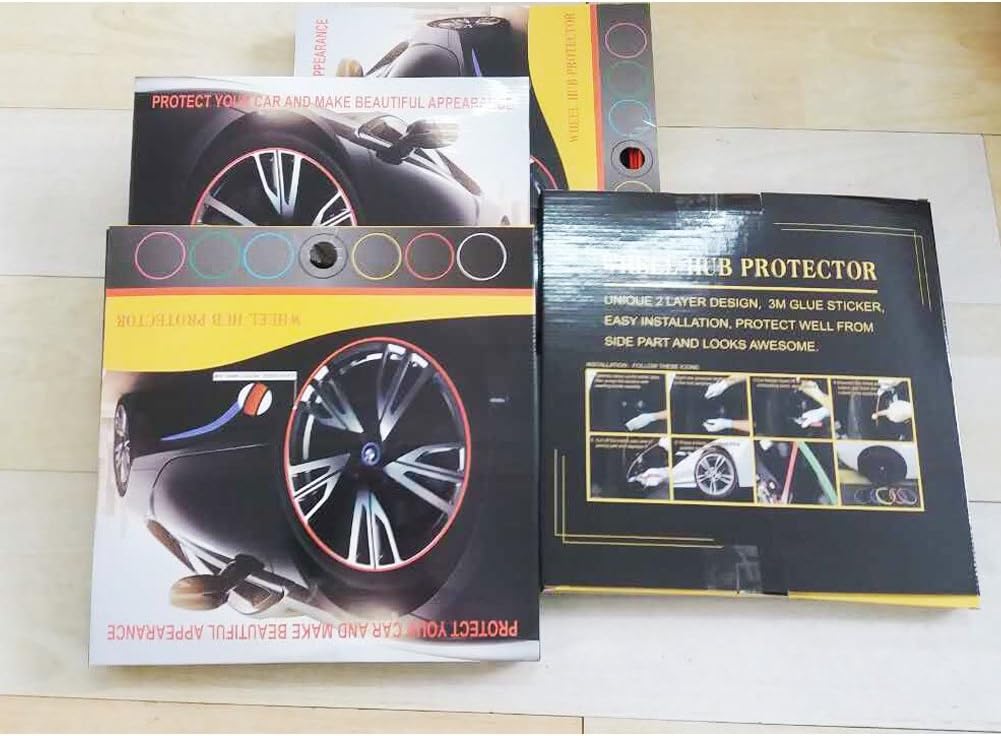 Stretchable Rubber Protection Ring Car Wheel Trim Strip with Glue Color Red