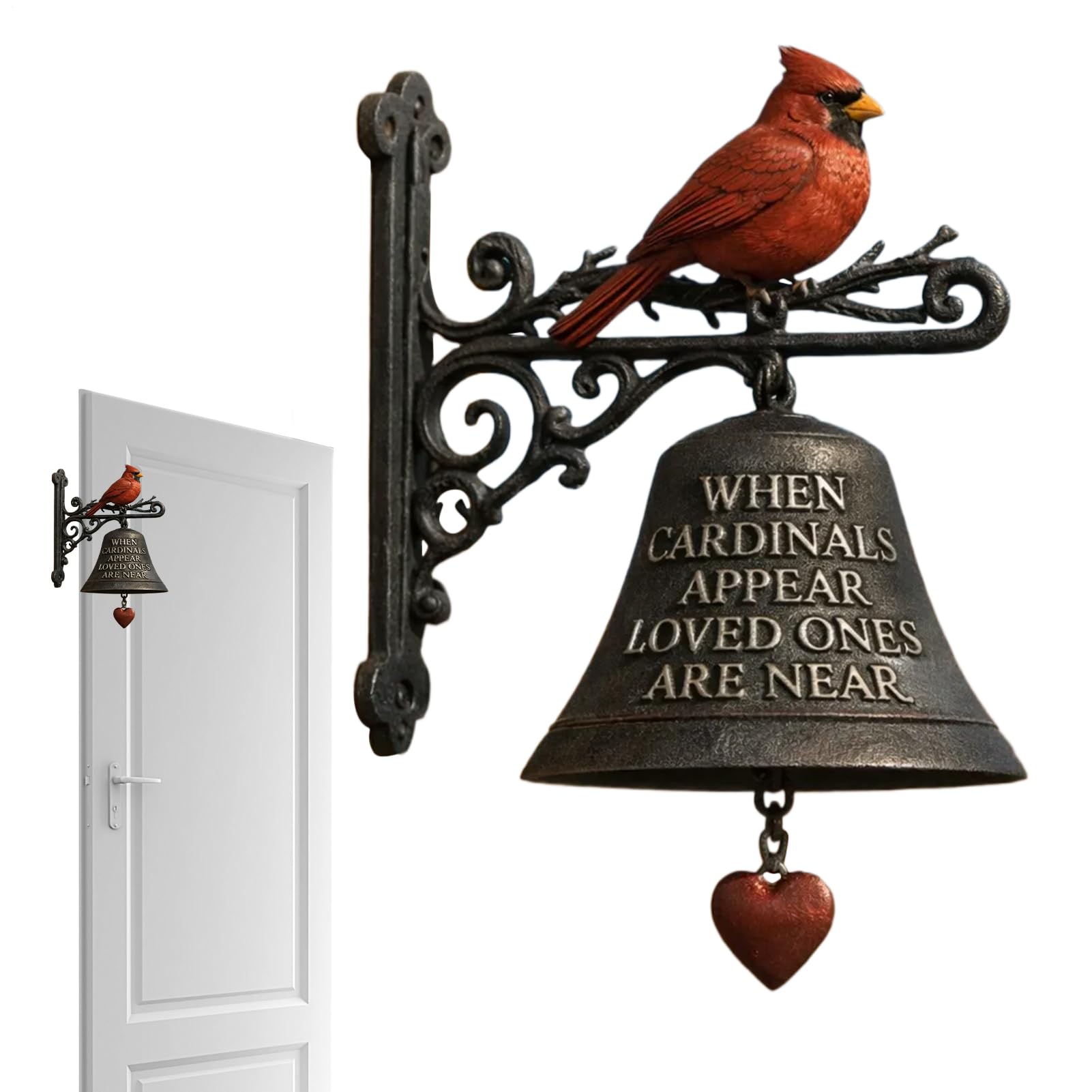 Campana Da Giardino Commemorativa Cardinale, Con Simbolo Eterno Di Calore, 20 Cm, Campana Per Uccelli Rossa, Decorazione Del Cortile Della Fattoria, Design Affascinante Della Fattoria, Per Ranch, Fatt