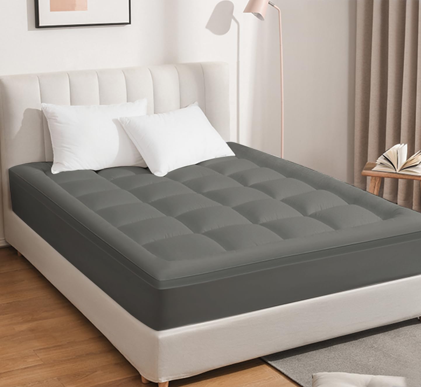Cloth Fusion 600 GSM Mattress Topper King Size Bed, Extra Thick 2" Bed Topper King Size for Improved Sleep Quality and Enhanced Comfort (75x72 inches or 6.25x6 Feet, Grey)-image-36