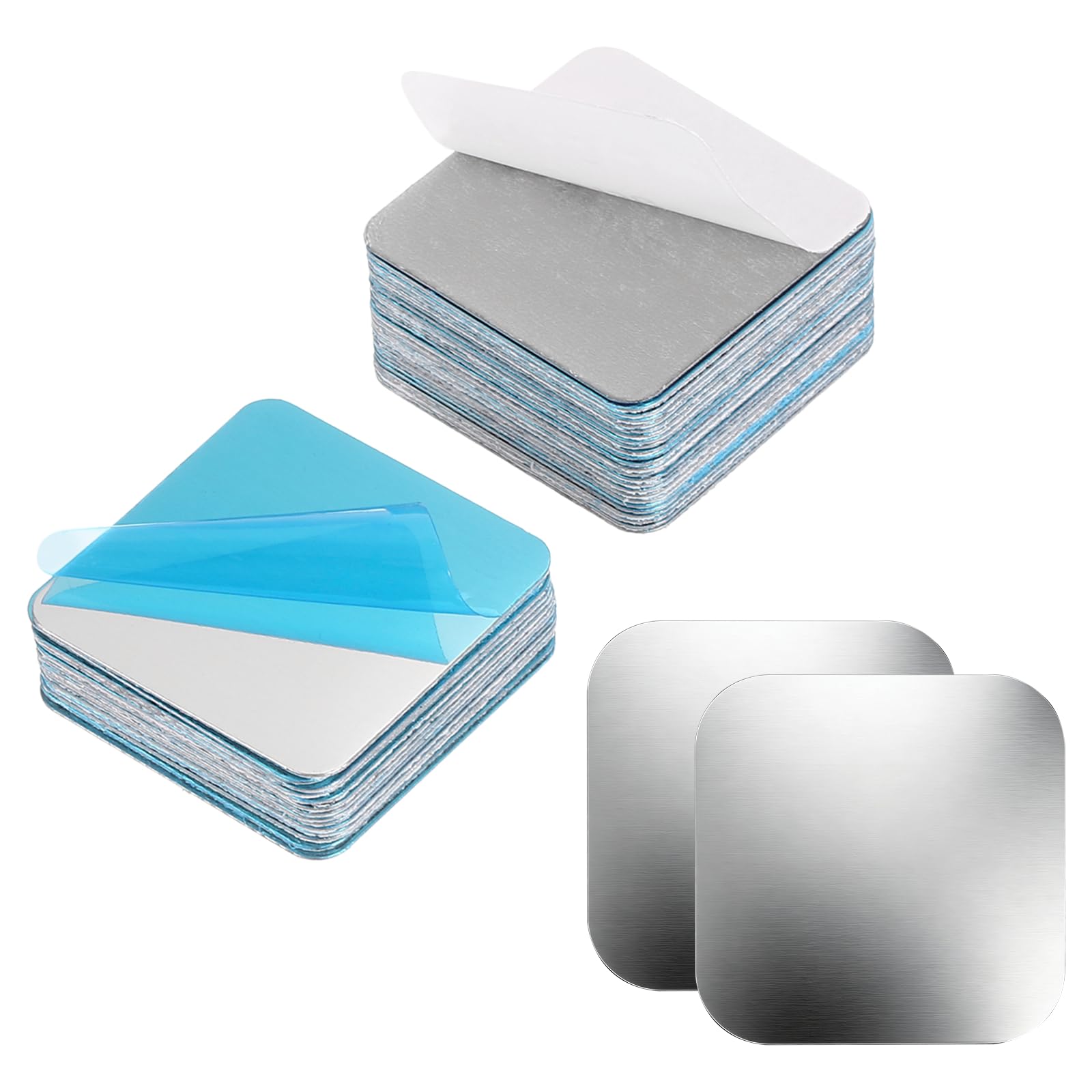 Nexarelle 50pcs Adhesive Metal Plate for Phone Magnet (1.2 Inch) - Rectangular Iron Stickers Universal Plates Sheets for Magnetic Car Mount Holders/Phone Case/Wall