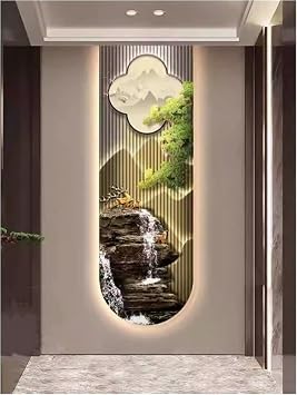 IBOWZ 3D Wall Art Decor with Led Lights, LED Decorative Painting, Creative Landscape Wall Sculptures, Modern Tree River Water Art for Living Room Bedroom Office