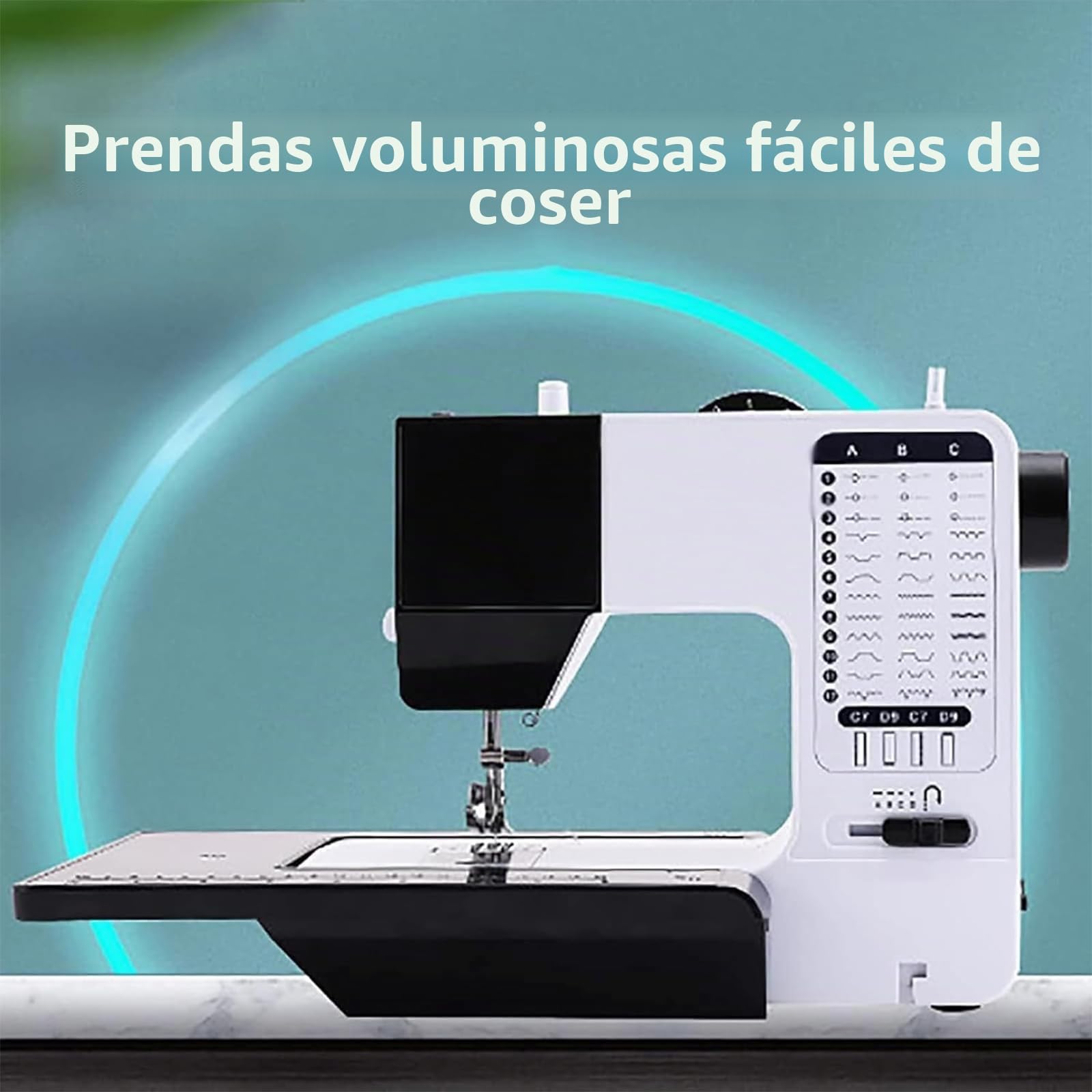 Máquina de Coser Industrial portátil automática con 38 Puntadas integradas, 12 Funciones, Ideal para Principiantes y Profesionales, Ideal para Telas Gruesas de 6 a 8 Capas.
