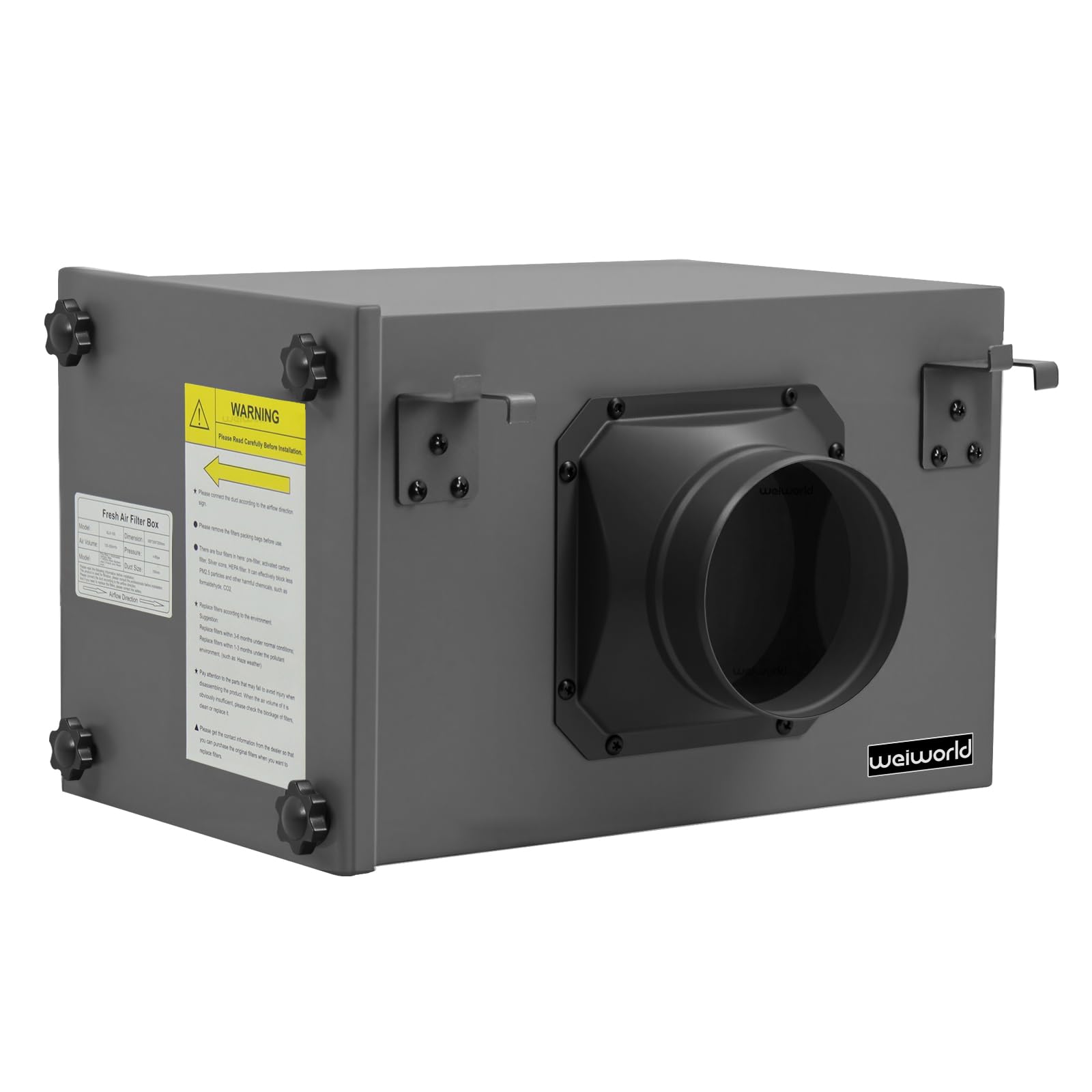 3-lagige Filter Box 100 mm, mit HEPA- und Aktivkohlefilter, passend für 100 mm Inline-Kanalventilatoren für Frischlufteinlass und Belüftungssysteme