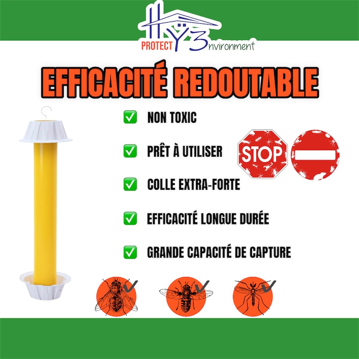 HY3 Piege a Mouche | 4 Piege a moucherons Interieur Exterieur | Piege a Mouche Interieur Exterieur Moucherons Cuisine | Attrape Mouche | sans Odeur