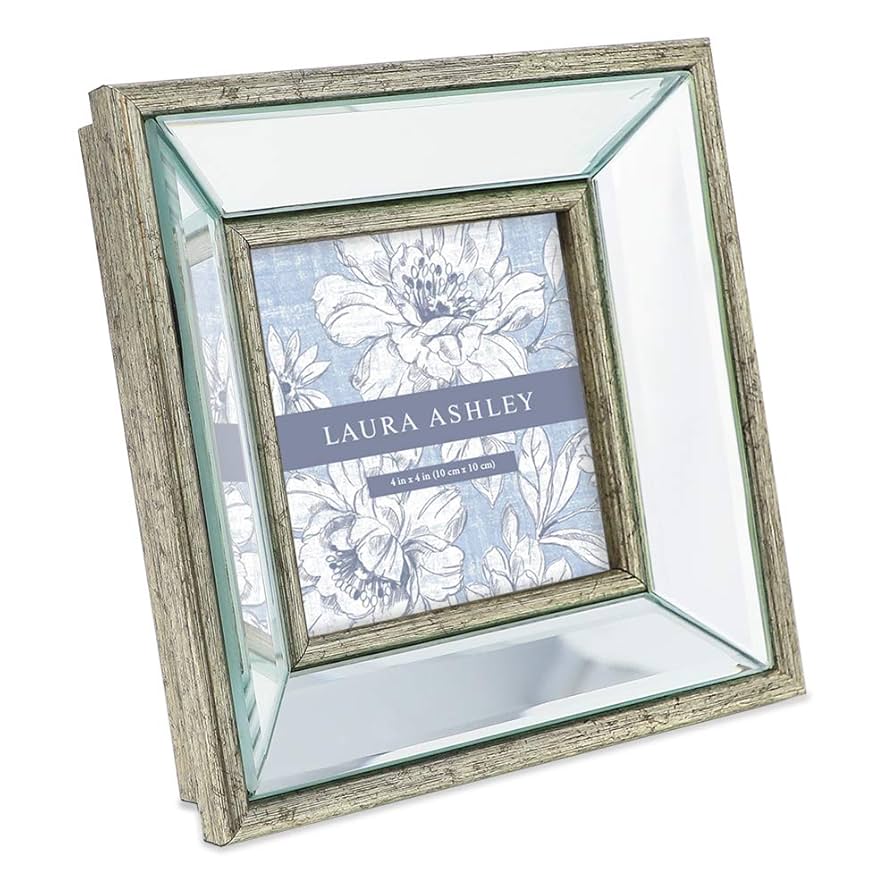 LAURA ASHLEY アンティーク調ミラー Amazon.com - Laura Ashley 4x4 Silver Beveled Mirror Picture