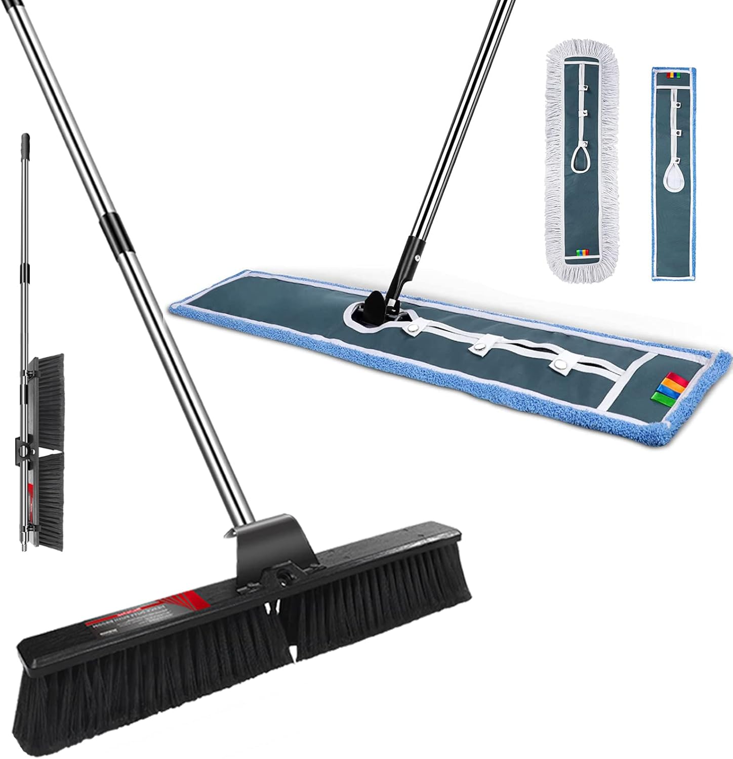 Masthome Commercial Dust Mop & 24" Push Broom, 36" Heavy