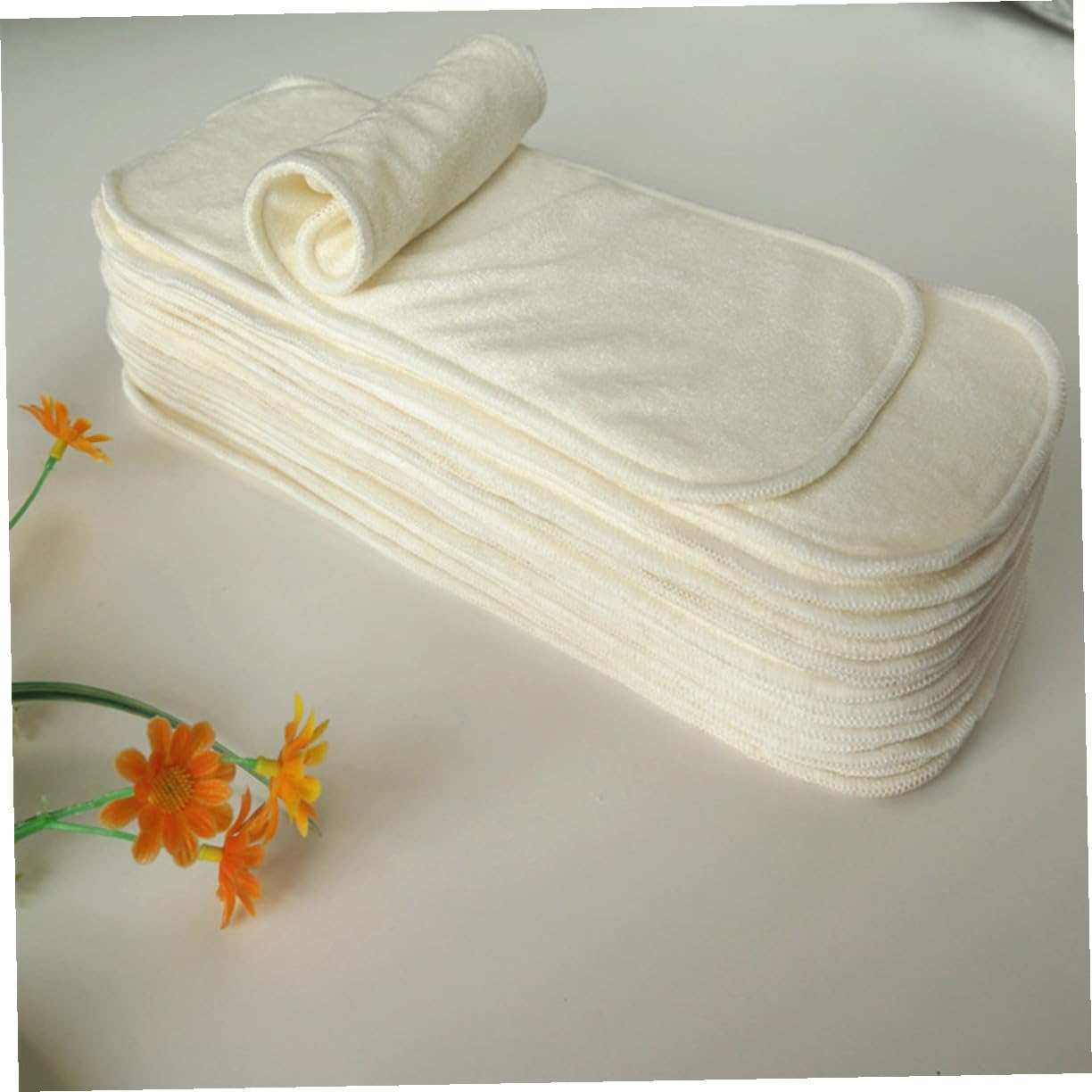 6 piezas Pañales Bambú Natural Absorbentes Lavables Reutilizables para Paquete de Inserts Beige